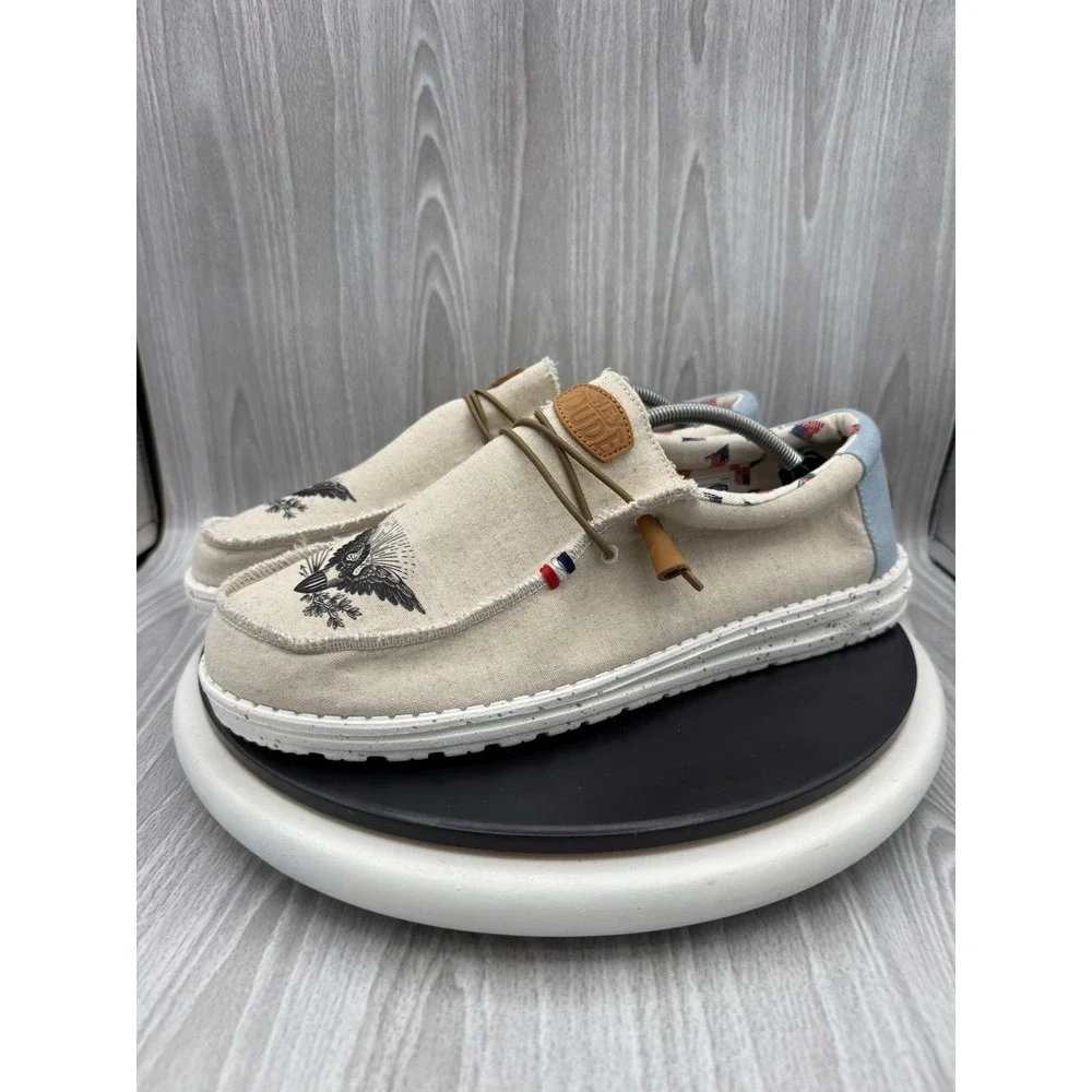Hey Dude Wally Americana Eagle Flag Mens Size 13 Casual Slip On Canvas Shoes
